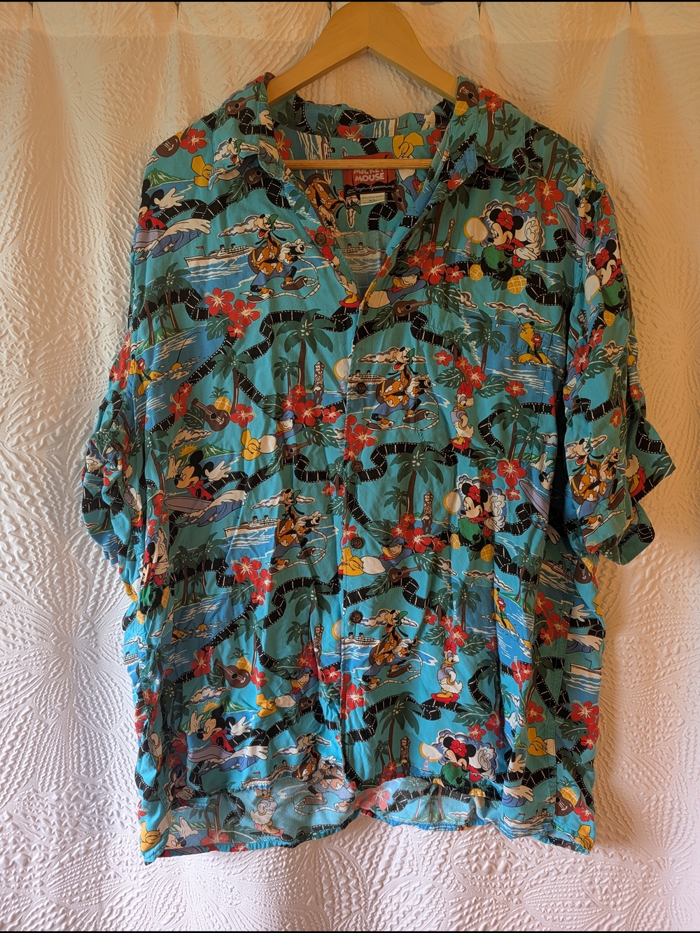 Vintage Disney Tropical Blue Mickey & Friends Hawaiian Shirt